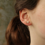 Stud Gold Earrings Pearl Marigold Flower