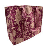 Tote Bag Large Block Printed Plumb Vine