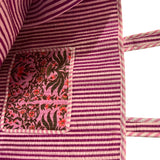 Tote Bag Large Block Printed Rose Pink Vine