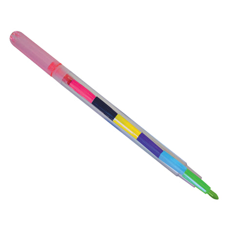 Multicolored highlighter pen on a white background