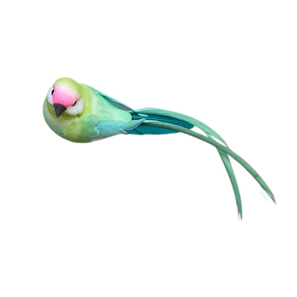 Artificial Bird Decoration Clip On Green Pink