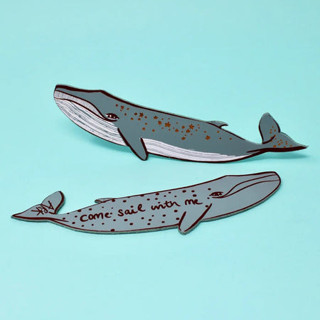 Bookmark Leather Whale Blue