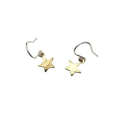 Brass Silver Star Earrings