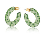 Hoop Earrings Resin Flat Green