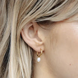 Gold Earrings Pearl Hoop