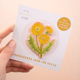 Patch iron On Embroidered Dandelion Flower
