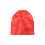 Coral Wool Ribbed Beanie Hat
