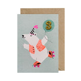 Birthday Card Age 3 Polar Bear