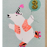 Birthday Card Age 3 Polar Bear