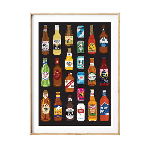 Beer Bottle Print A3