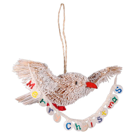 Bristle Bird Merry Christmas Decoration