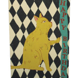 Birthday Card Checkerboard Cat