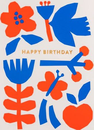 Happy Birthday Card Red Blue Icon