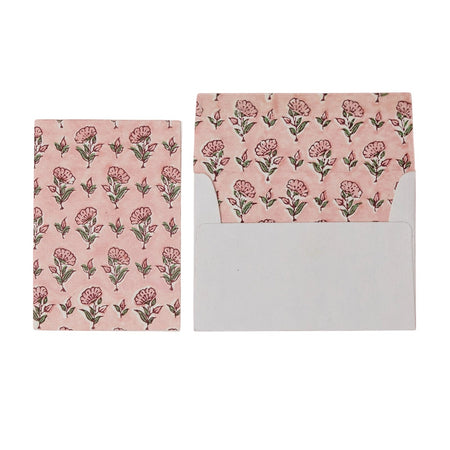 Card Hand Block Printed Ditsy Pink