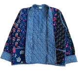 Jacket Reversible Cotton Floral Stripe Blue