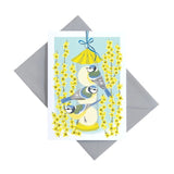 Card Blue Tits And Forsythia