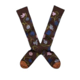 Bonne Maison Long Socks Fleurs Chataigne