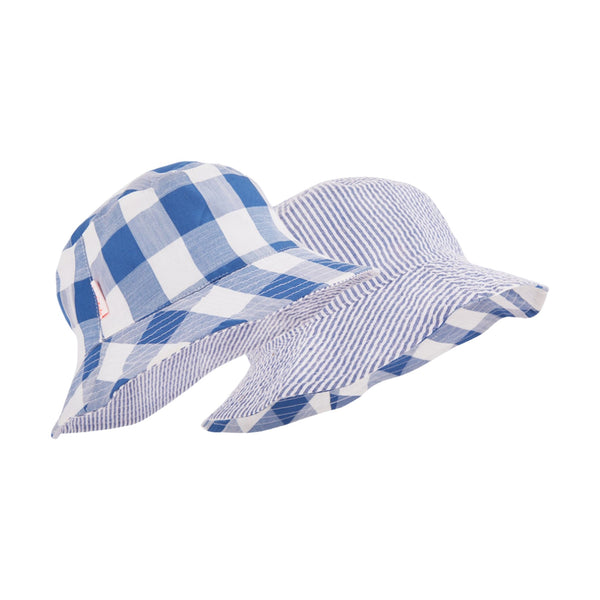 Sun Hat Reversible Bucket Hat Retro Blue Check