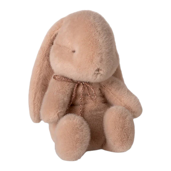 plush bunny with string bow on a white background