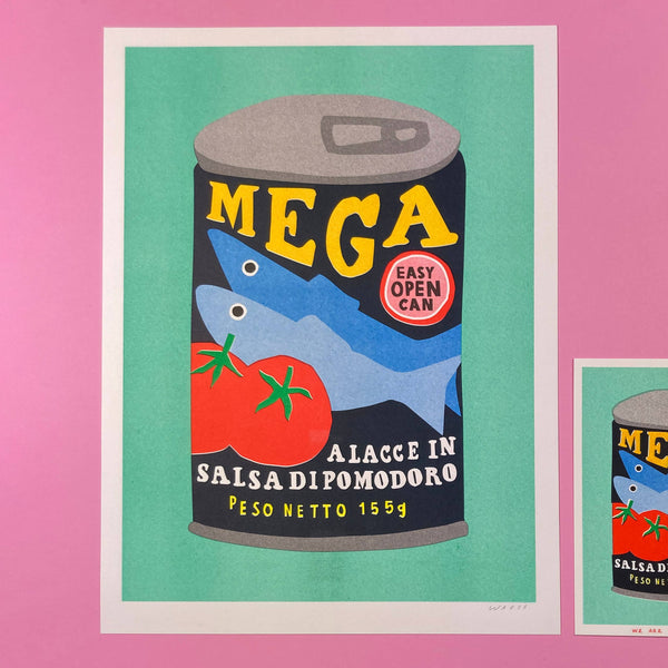 Print Risograph A Can Of Mega Sardines