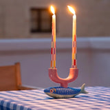 Taper Dinner Candles Rainbow Check