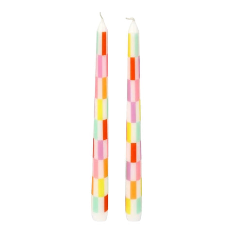 Taper Dinner Candles Rainbow Check