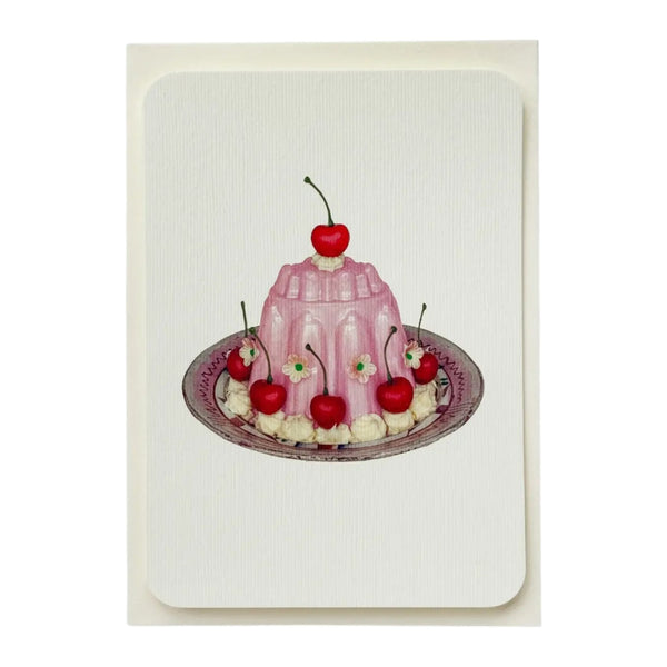 Birthday Card Rose Petal Cream Blancmange