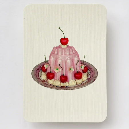 Birthday Card Rose Petal Cream Blancmange