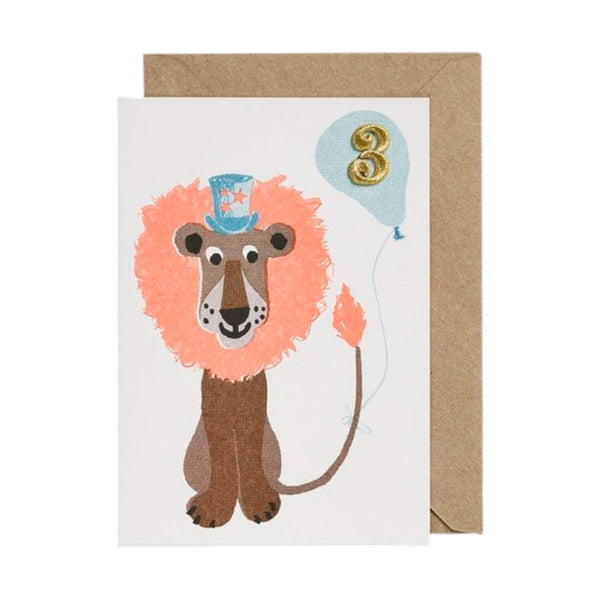 Birthday Card Age 3 Lion