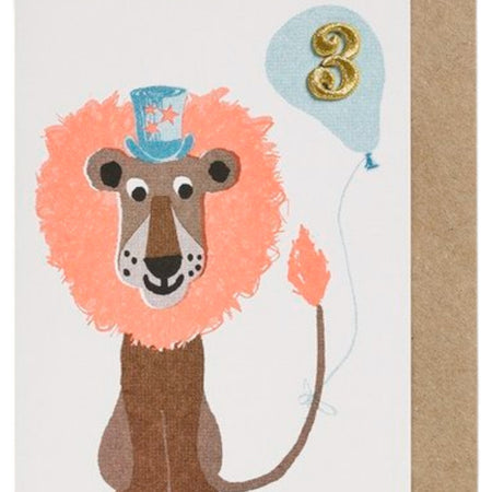 Birthday Card Age 3 Lion