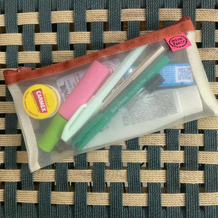 Zip Pouch Mesh Handy Case Pink