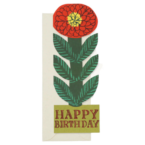 Happy Birthday Card Cheery Red Flower