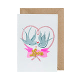 Valentines Day Card Birds With Rope