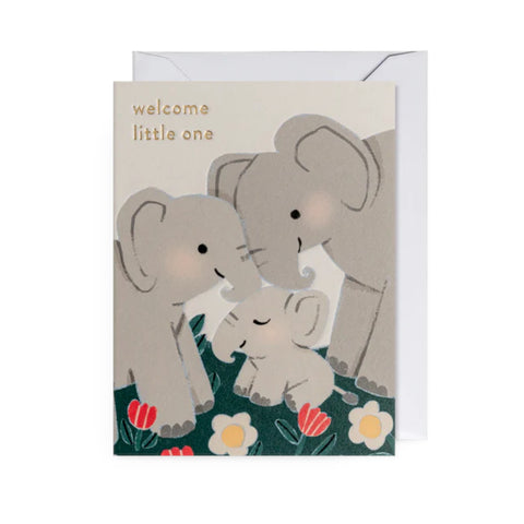 New Baby Card Welcome Little One Elephants