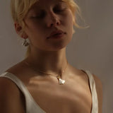 Necklace Mother Of Pearl Fan Gold Plated