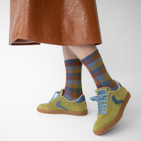 Bonne Maison Socks Carreaux Bleu-Gris