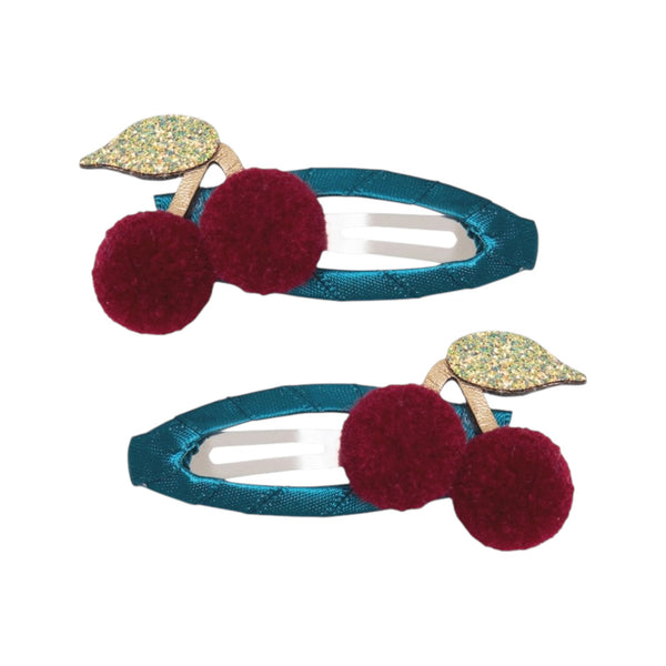 Pom Pom Cherries Hair Clips