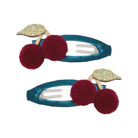 Pom Pom Cherries Hair Clips