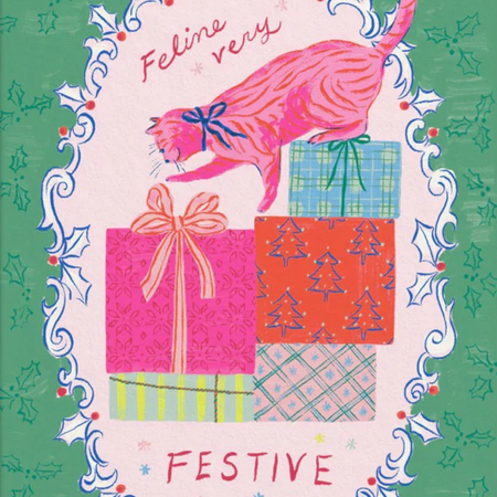 Christmas Card Feline Very Festive