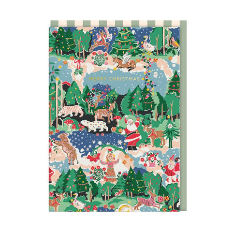 Christmas-themed notebook with festive illustrations on a white background