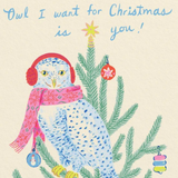Christmas Card Owl I Want For Christmas