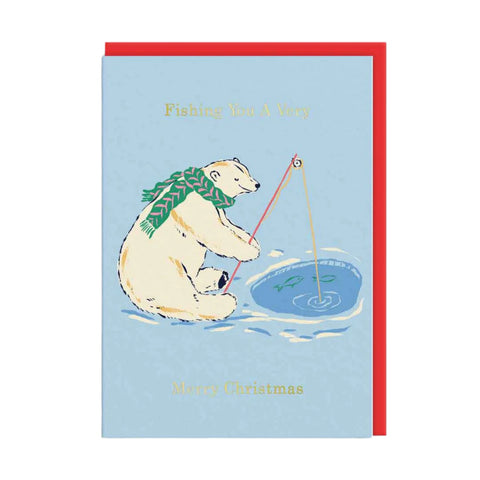 Christmas Card Polar Bear Fishing