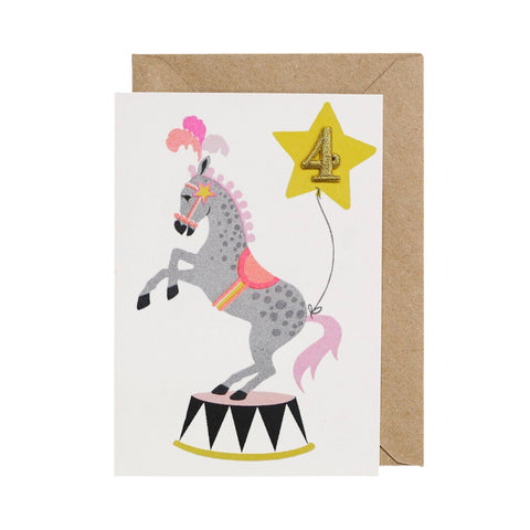 Birthday Card Age 4 Circus Horse