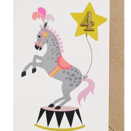 Birthday Card Age 4 Circus Horse
