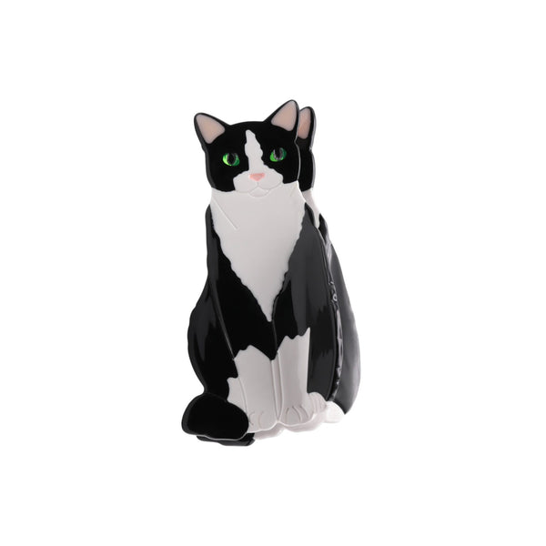 Black and white cat-shaped  claw clip on a white background