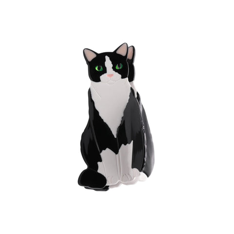 Black and white cat-shaped  claw clip on a white background