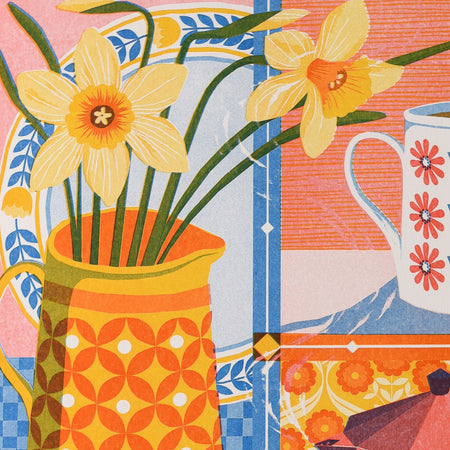 Coffee And Daffodil Print A3