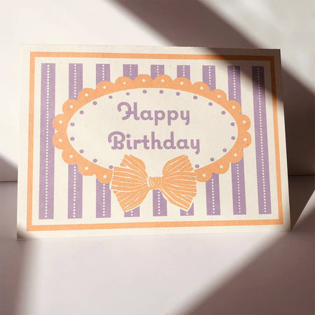 Birthday Card Purple Stripe Birthday