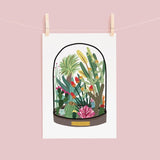 Desert Plants In Glass Bell Jar A3 Print