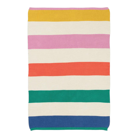 Cotton Knit Baby Blanket Striped Rainbow